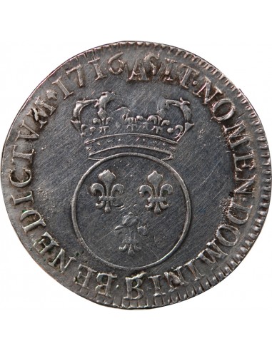 LOUIS XV - 1/2 ECU ARGENT VERTUGADIN 1716 B ROUEN