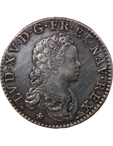 LOUIS XV - 1/2 ECU ARGENT VERTUGADIN 1716 B ROUEN