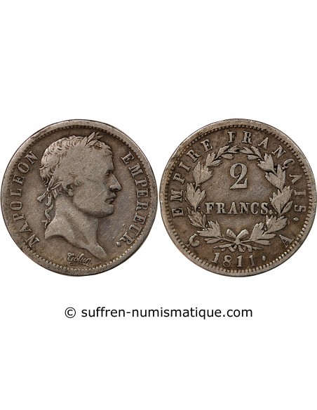 NAPOLEON Ier - 2 FRANCS ARGENT 1811 A PARIS