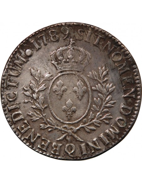 LOUIS XVI - ÉCU ARGENT AUX BRANCHES D'OLIVIER 1789 Q PERPIGNAN