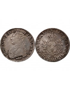 LOUIS XVI - ÉCU ARGENT AUX BRANCHES D'OLIVIER 1789 Q PERPIGNAN 2