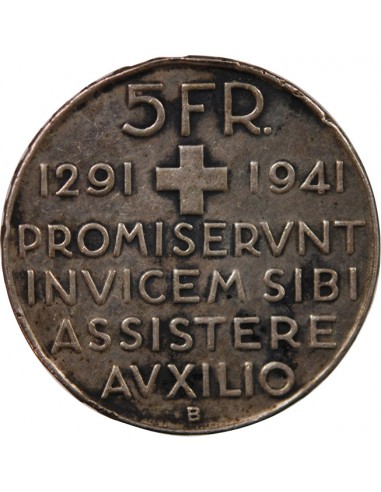 SUISSE, CONFEDERATION - 5 FRANCS ARGENT 1941 B BERNE