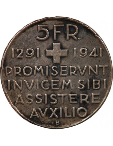 SUISSE, CONFEDERATION - 5 FRANCS ARGENT 1941 B BERNE