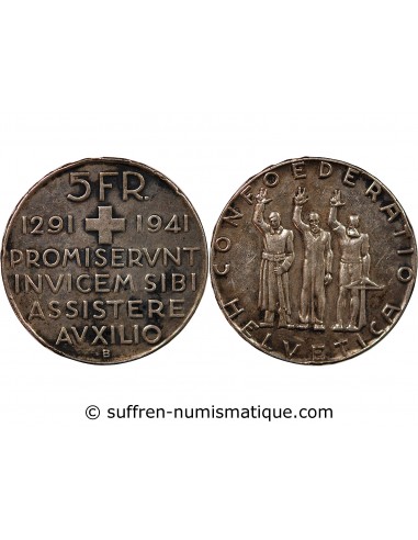 SUISSE, CONFEDERATION - 5 FRANCS ARGENT 1941 B BERNE