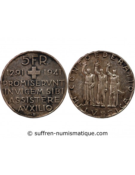 SUISSE, CONFEDERATION - 5 FRANCS ARGENT 1941 B BERNE