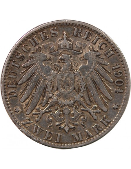 ALLEMAGNE, HAMBOURG - 2 MARK ARGENT 1904 J HAMBOURG