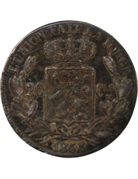 BELGIQUE, LEOPOLD Ier - 20 CENTIMES ARGENT 1858