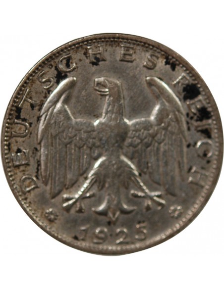 ALLEMAGNE, REPUBLIQUE DE WEIMAR - 1 MARK ARGENT 1925 D MUNICH