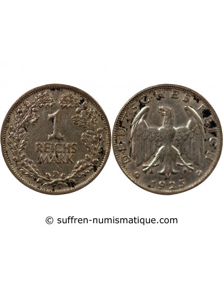 ALLEMAGNE, REPUBLIQUE DE WEIMAR - 1 MARK ARGENT 1925 D MUNICH