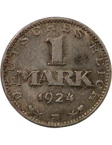 ALLEMAGNE, REPUBLIQUE DE WEIMAR - 1 MARK ARGENT 1924 J HAMBOURG