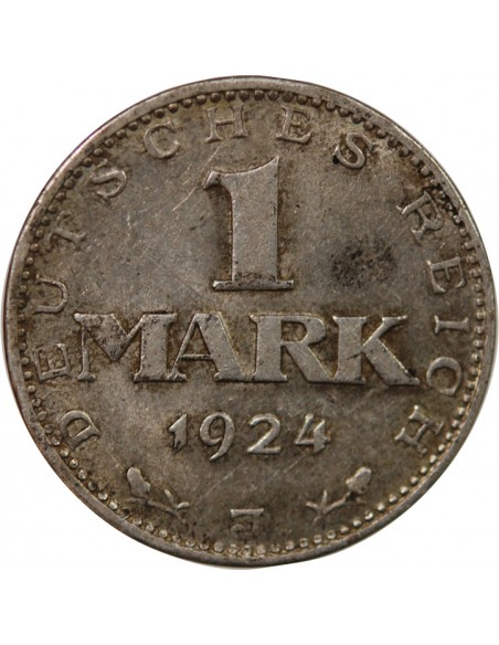 ALLEMAGNE, REPUBLIQUE DE WEIMAR - 1 MARK ARGENT 1924 J HAMBOURG