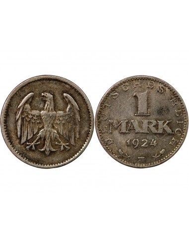 ALLEMAGNE, REPUBLIQUE DE WEIMAR - 1 MARK ARGENT 1924 J HAMBOURG