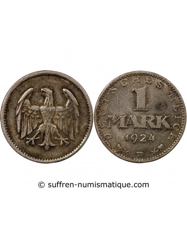 ALLEMAGNE, REPUBLIQUE DE WEIMAR - 1 MARK ARGENT 1924 J HAMBOURG