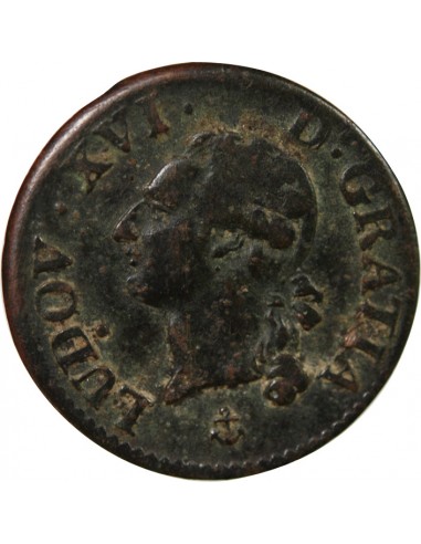 LOUIS XVI - LIARD A L'ECU 1791 H LA ROCHELLE