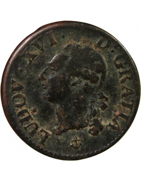 LOUIS XVI - LIARD A L'ECU 1791 H LA ROCHELLE