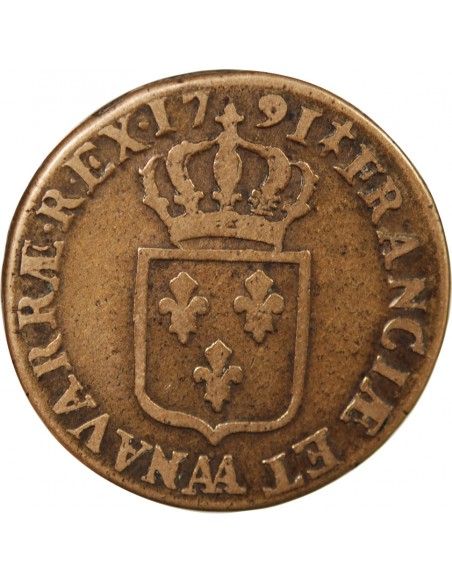 LOUIS XVI - SOL A L'ECU 1791 AA METZ