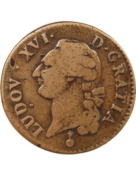 LOUIS XVI - SOL A L'ECU 1791 AA METZ