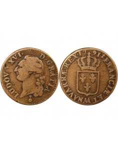 LOUIS XVI - SOL A L'ECU 1791 AA METZ 2