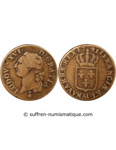 LOUIS XVI - SOL A L'ECU 1791 AA METZ