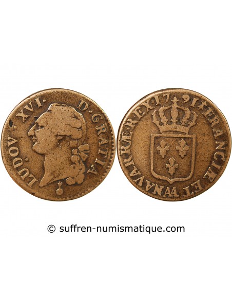 LOUIS XVI - SOL A L'ECU 1791 AA METZ