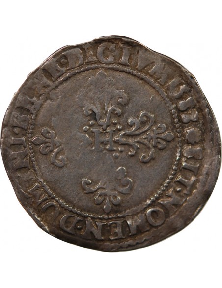 HENRI III - 1/2 FRANC ARGENT 1588 T NANTES - R5