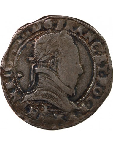 HENRI III - 1/2 FRANC ARGENT 1588 T NANTES - R5