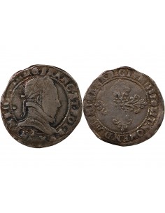 HENRI III - 1/2 FRANC ARGENT 1588 T NANTES - R5 2