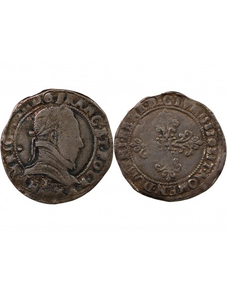 HENRI III - 1/2 FRANC ARGENT 1588 T NANTES - R5
