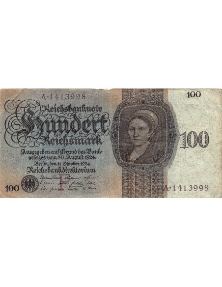 ALLEMAGNE - 100 MARK 1924 SERIE F