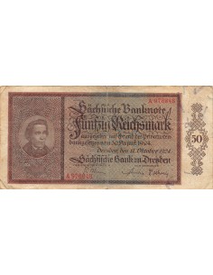 ALLEMAGNE, SÄCHSISCHE BANK - 50 MARK 1924 DRESDE 2