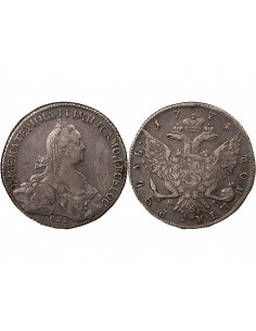 RUSSIE, CATHERINE II - ROUBLE ARGENT 1774 СПБ ӨΛ 2