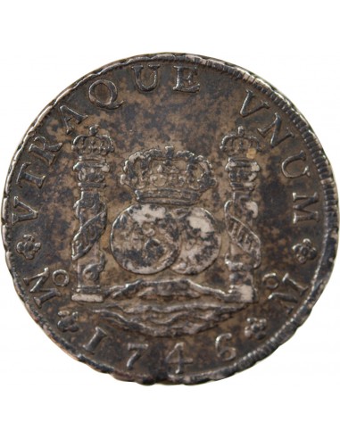 MEXIQUE, PHILIPPE V - 8 REALES ARGENT 1746 MF MEXICO