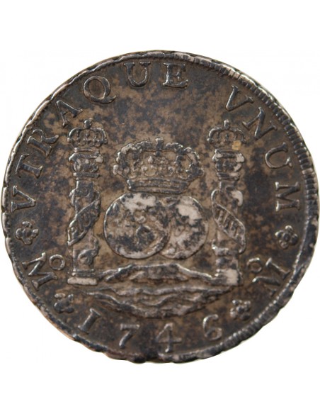MEXIQUE, PHILIPPE V - 8 REALES ARGENT 1746 MF MEXICO