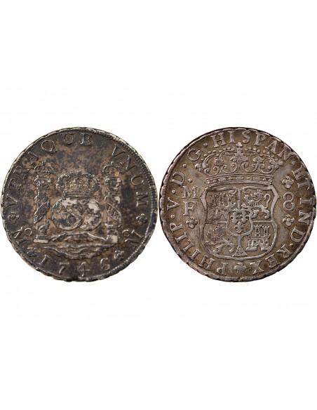 MEXIQUE, PHILIPPE V - 8 REALES ARGENT 1746 MF MEXICO