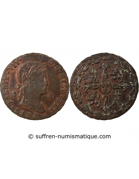 ESPAGNE, FERDINAND VII - 8 MARAVEDIS 1833