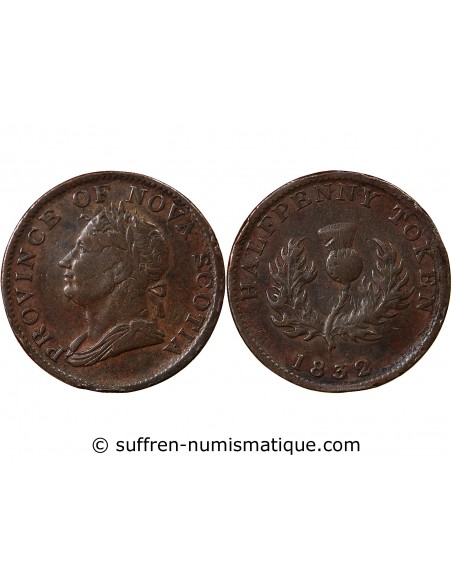 CANADA, NOUVELLE-ECOSSE, GEORGES VI - JETON 1/2 PENNY 1832