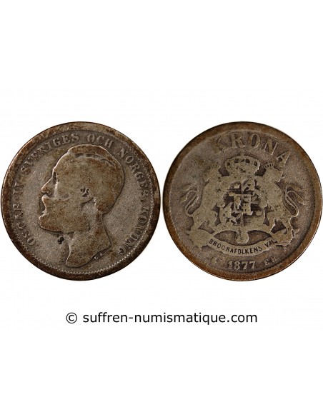SUÈDE, OSCAR II - KRONA ARGENT 1877