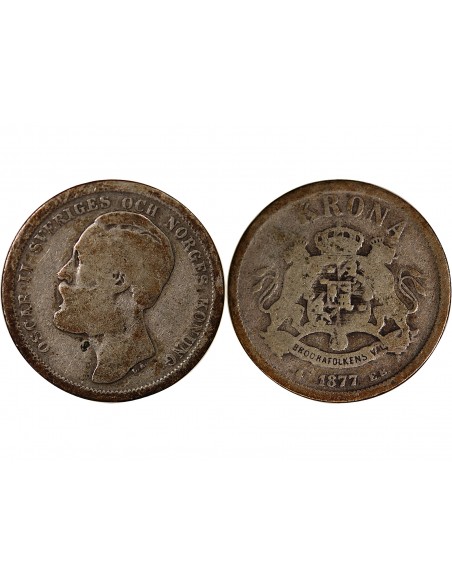 SUÈDE, OSCAR II - KRONA ARGENT 1877