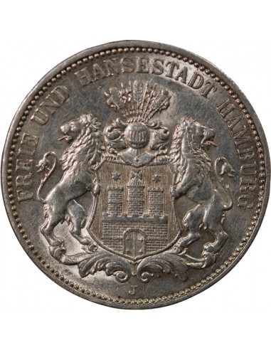 ALLEMAGNE, HAMBOURG - 3 MARK ARGENT 1913 J