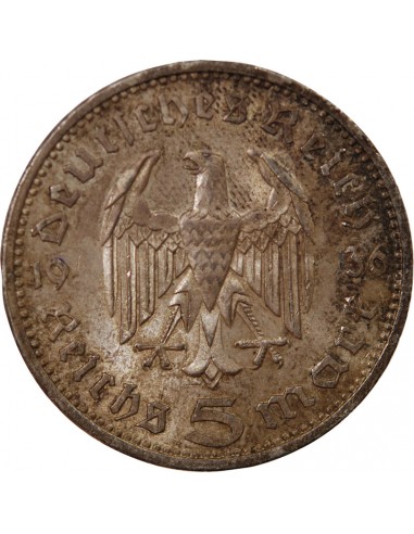 ALLEMAGNE, HINDENBURG - 5 MARK ARGENT 1936 A BERLIN