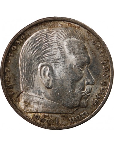 ALLEMAGNE, HINDENBURG - 5 MARK ARGENT 1936 A BERLIN