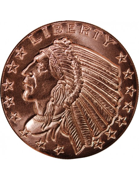 USA, TETE D'INDIEN - 1 ONCE CUIVRE