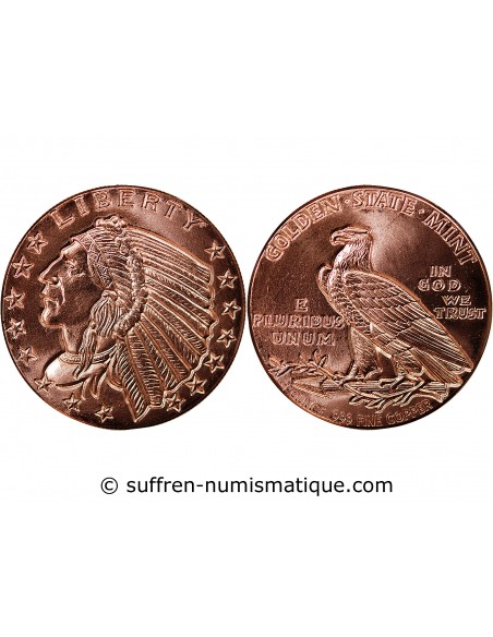 USA, TETE D'INDIEN - 1 ONCE CUIVRE