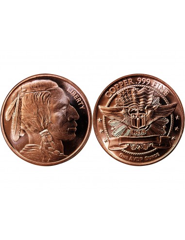 USA, TETE D'INDIEN BUFFALO - 1 ONCE CUIVRE
