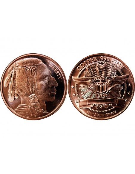 USA, TETE D'INDIEN BUFFALO - 1 ONCE CUIVRE