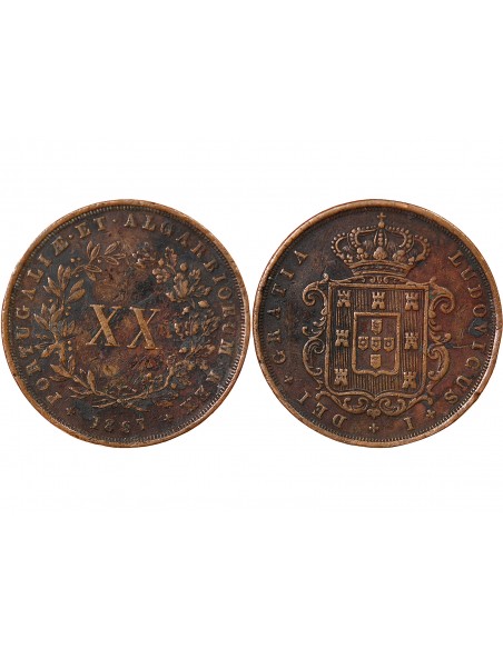 PORTUGAL, LOUIS Ier - 20 REIS 1867
