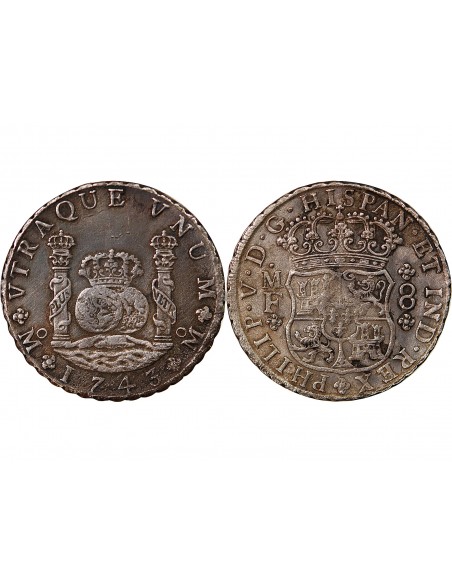 MEXIQUE, PHILIPPE V - 8 REALES ARGENT 1746 MF MEXICO