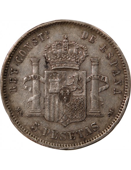 ESPAGNE, ALPHONSE XII - 5 PESETAS ARGENT 1885 MSM