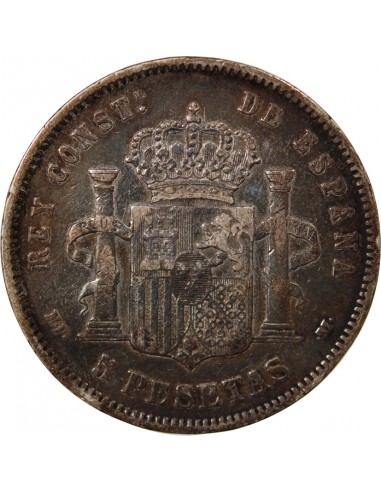 ESPAGNE, ALPHONSE XIII - 5 PESETAS ARGENT 1889 PGM