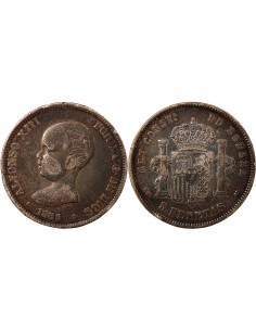 ESPAGNE, ALPHONSE XIII - 5 PESETAS ARGENT 1889 PGM 2